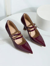 Burgundy Mary Jane High Heel Shoes, Women's Pointed Toe Slim High Heels, Versatile